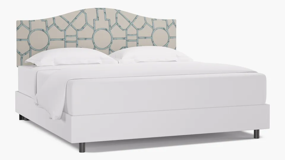 Camelback Headboard, Blue Baldwin Bamboo, King