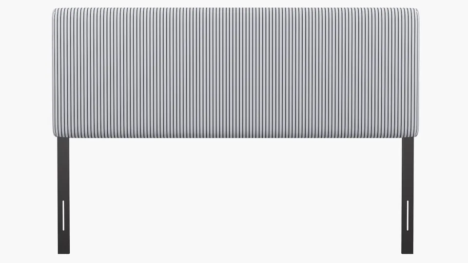 Square Back Headboard, Black Classic Ticking Stripe, King