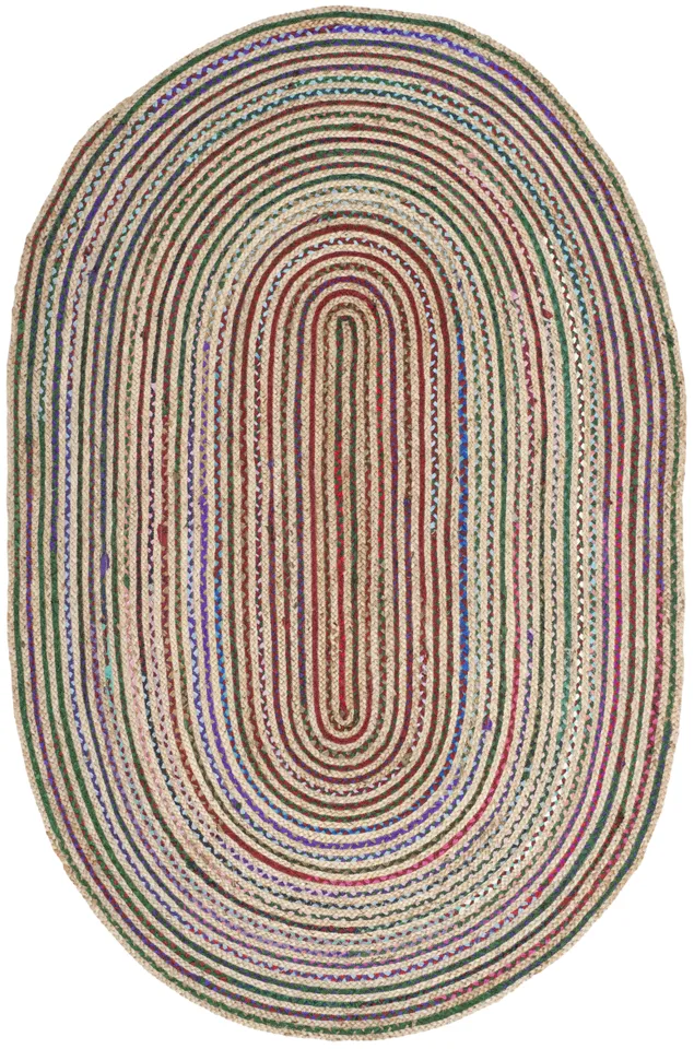 Arlo Home Hand Woven Area Rug, CAP251A, Natural/Multi,  5' X 8' Oval