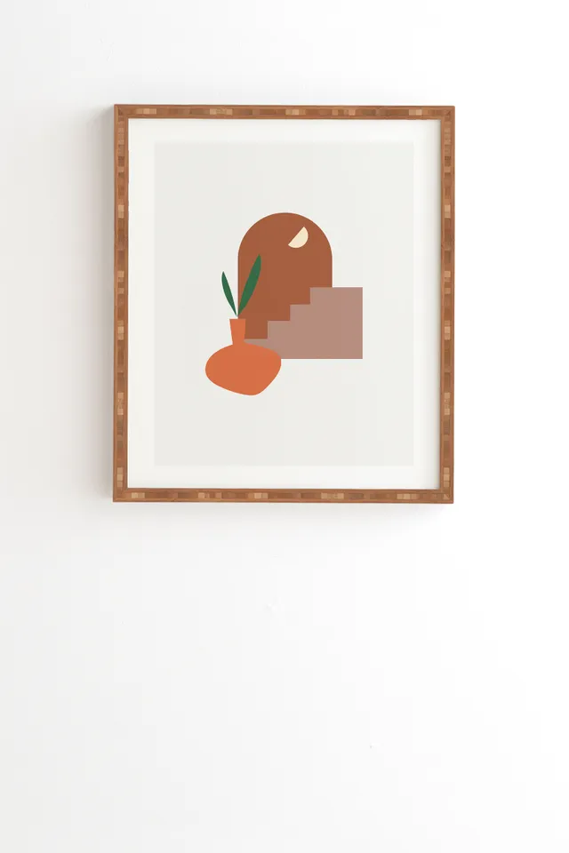 Terracota Minimal Vase by Mambo Art Studio - Framed Wall Art Bamboo 30" x 30"