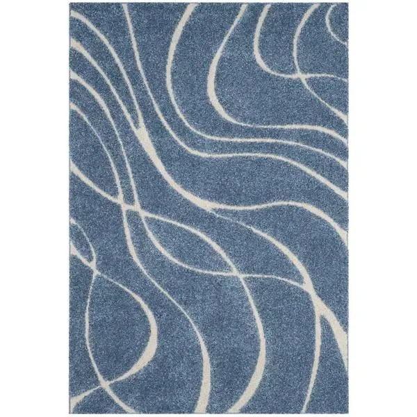 Coastal Shag Abstract Wave Area Rug