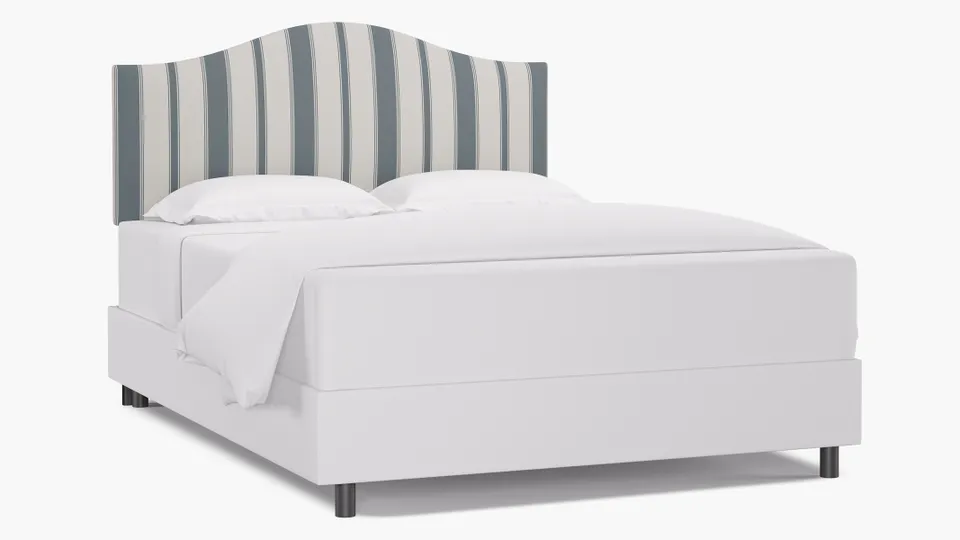 Camelback Headboard, French Blue Clarence Stripe, Queen