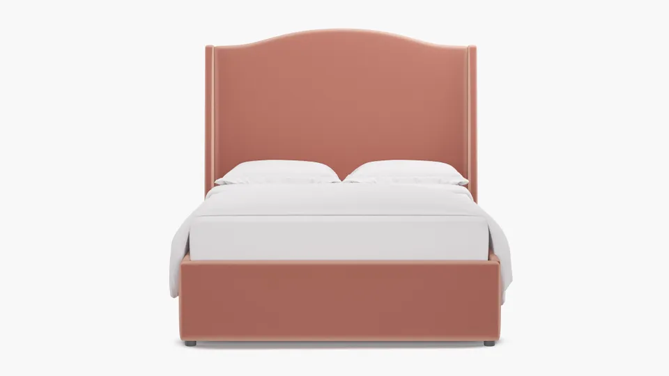Curved Wingback Bed, Bloom Performance Plush Velvet, Full
