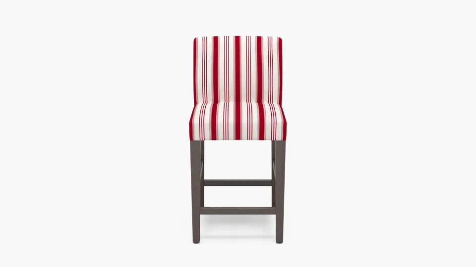 Signature Dining Counter Stool, Red Regency Stripe, Espresso Square Tapered Leg