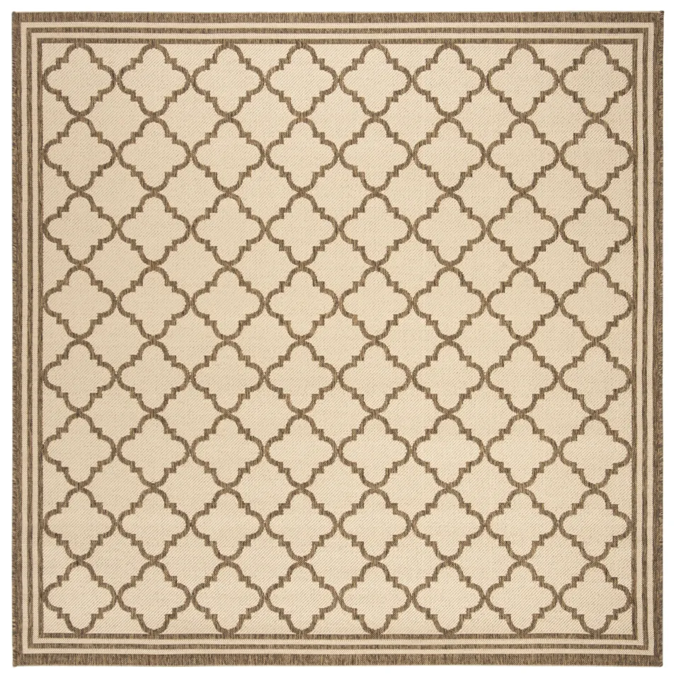 Arlo Home Indoor/Outdoor Woven Area Rug, LND121C, Cream/Beige,  6' 7" X 6' 7" Square