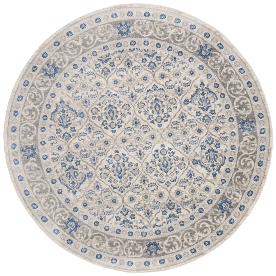 Arlo Home Woven Area Rug, BNT870G, Light Grey/Blue,  6' 7" X 6' 7" Round