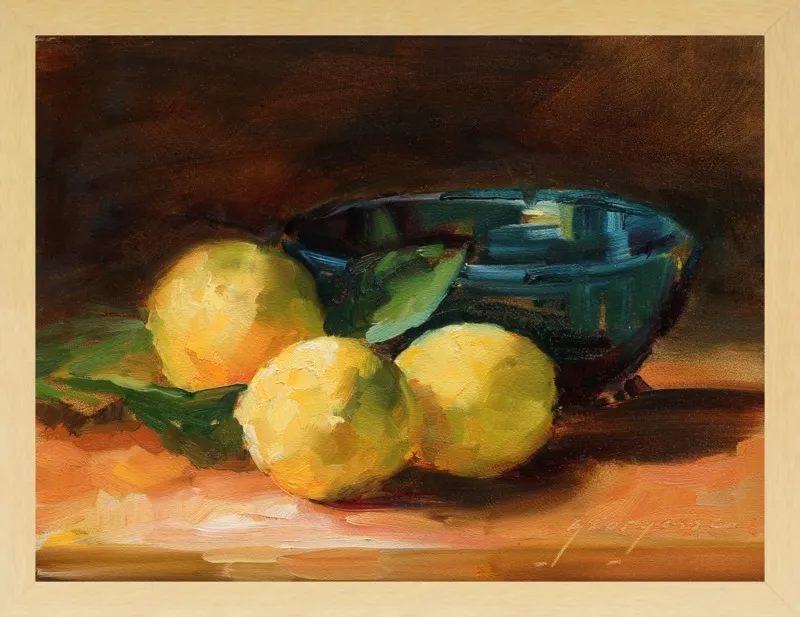 Lemons and Blue Bowl by Georgesse Gomez for Artfully Walls