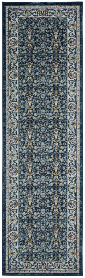 Arlo Home Woven Area Rug, MAD151D, Navy/Cream,  2' 3" X 8'