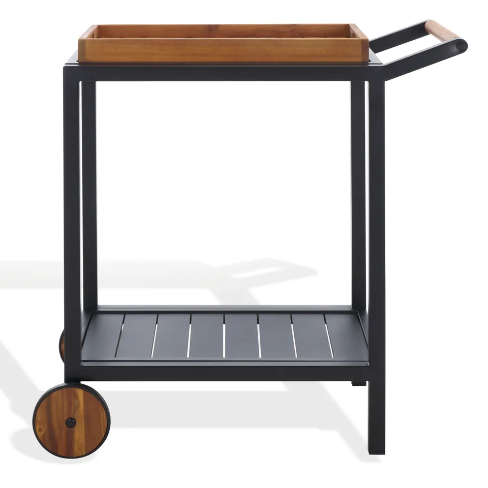Tonga Aluminum Outdoor Bar Cart - Black/Natural