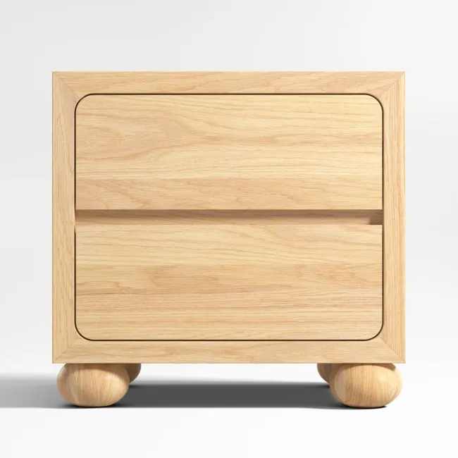 Set of 2 Emery 23" Natural Oak Wood 2-Drawer Kids Nightstand