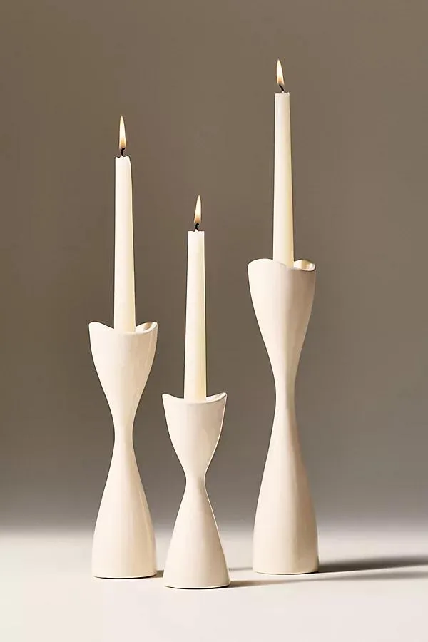Ruby Clay Veda Hourglass Taper Candle Holder