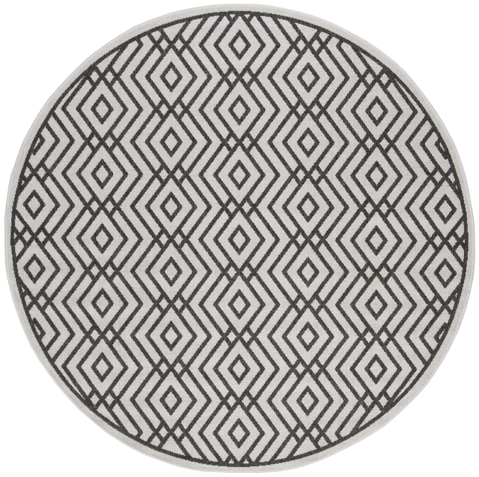 Arlo Home Indoor/Outdoor Woven Area Rug, LND126A, Light Grey/Charcoal,  6' 7" X 6' 7" Round