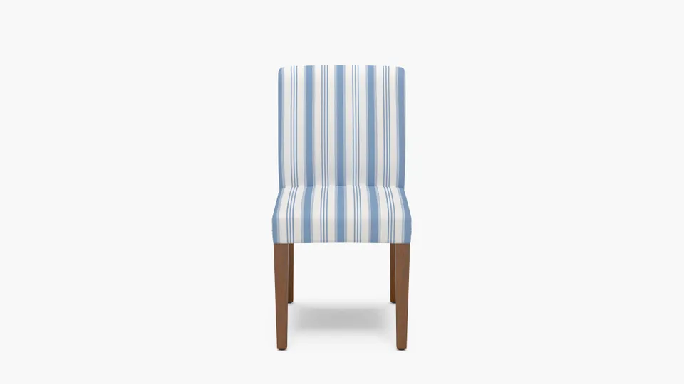Signature Dining Chair, Cornflower Regency Stripe, Walnut Square Tapered Leg
