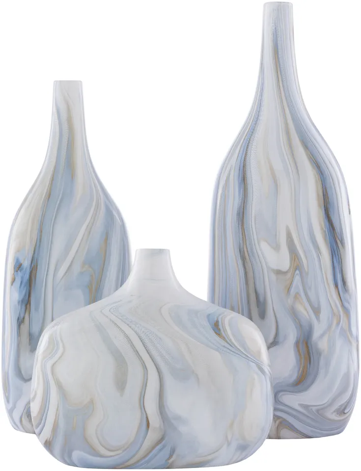 Marble MBL-001 15"H x 5"W x 6"D,  8"H x 5"W x 9"D,  18"H x 5"W x 7"D Vase