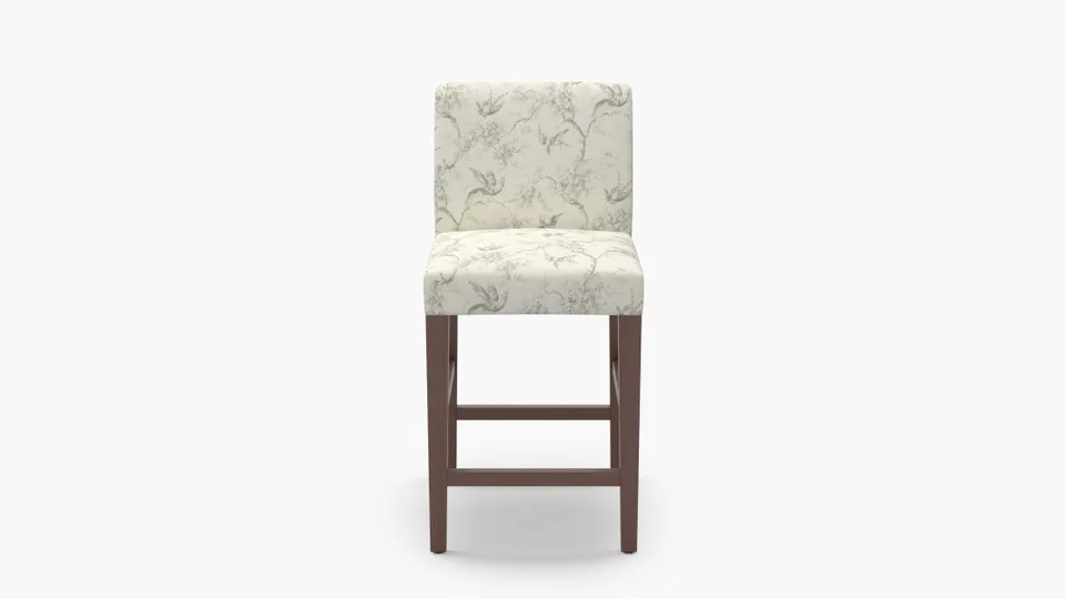 Signature Dining Counter Stool, Cream Swallows, Walnut Square Tapered Leg