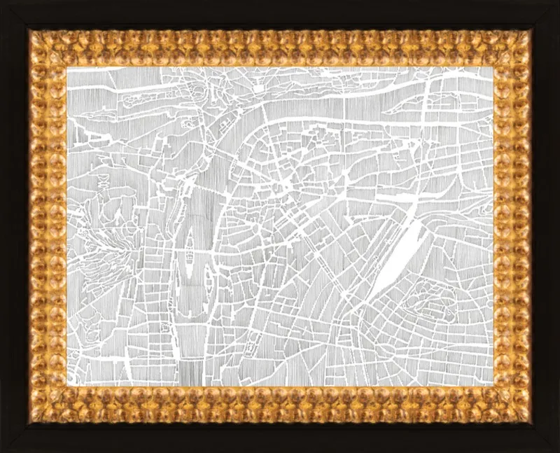 Prague Ink Map by Karen O'Leary for Artfully Walls