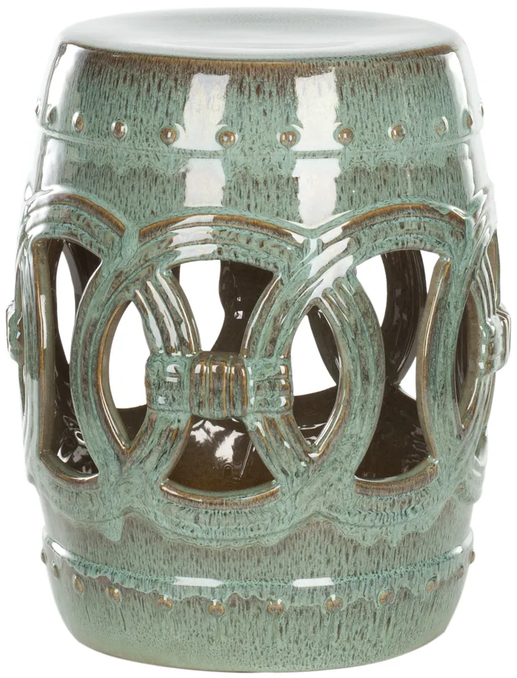 Ceramic Double Coin Stool - Antique Blue