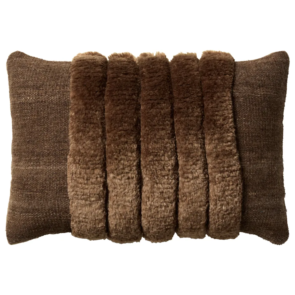Ledger OTH07 Handmade Abstract Brown Lumbar Down Alternative Pillow (16"x24")