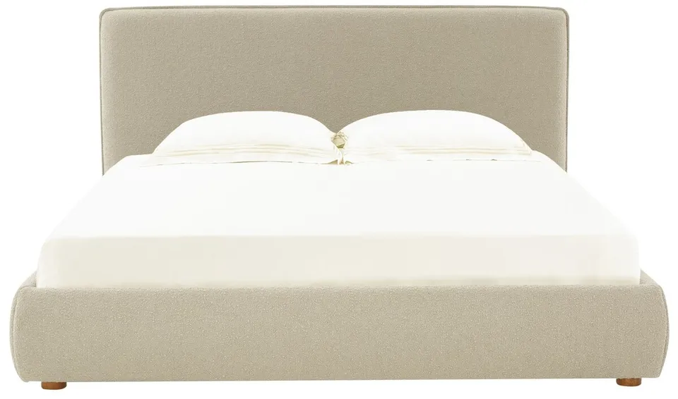 Callahan Boucle Bed - Oatmeal / Walnut