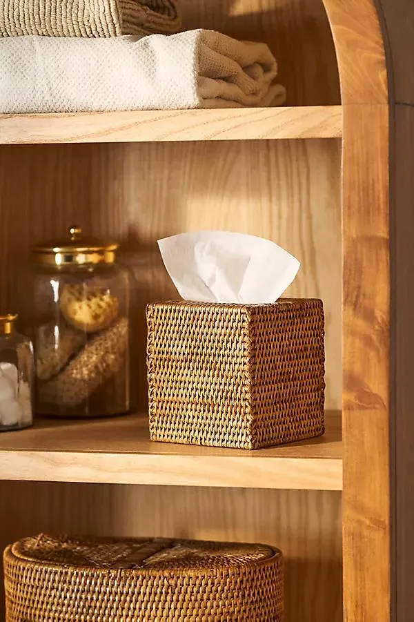 Handwoven Rattan Tissue Box Cover