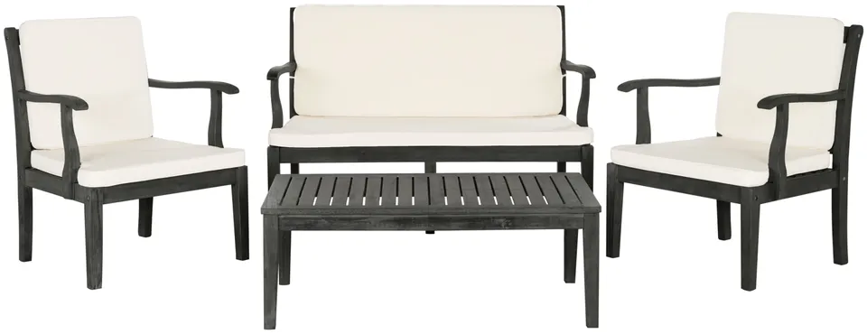 Fresno 4 Piece Outdoor Living Set - Dark Slate Gray/Beige