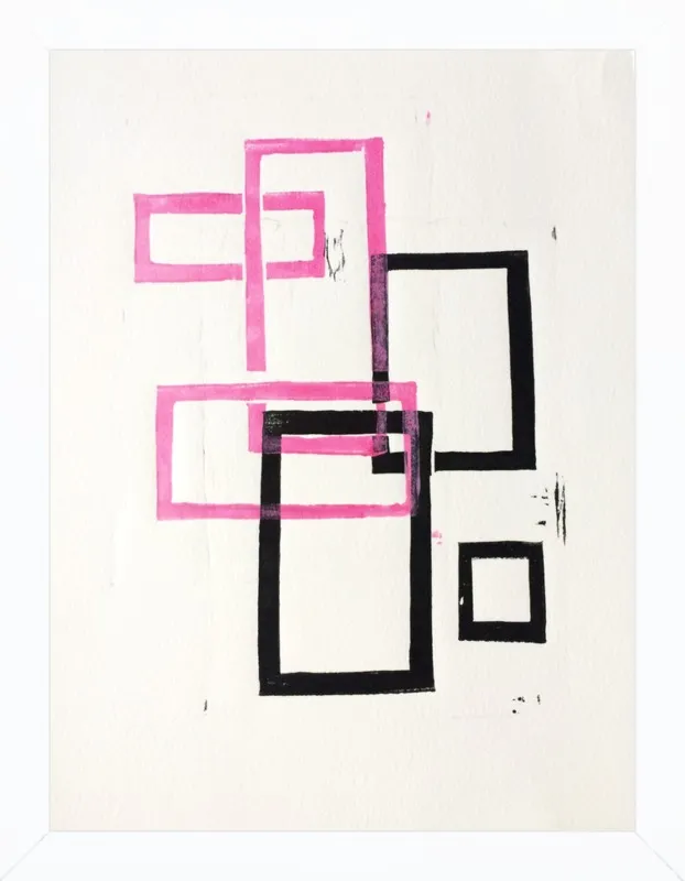 Pink and Black Geometric Squares x2 by Stacy Rajab for Artfully Walls
