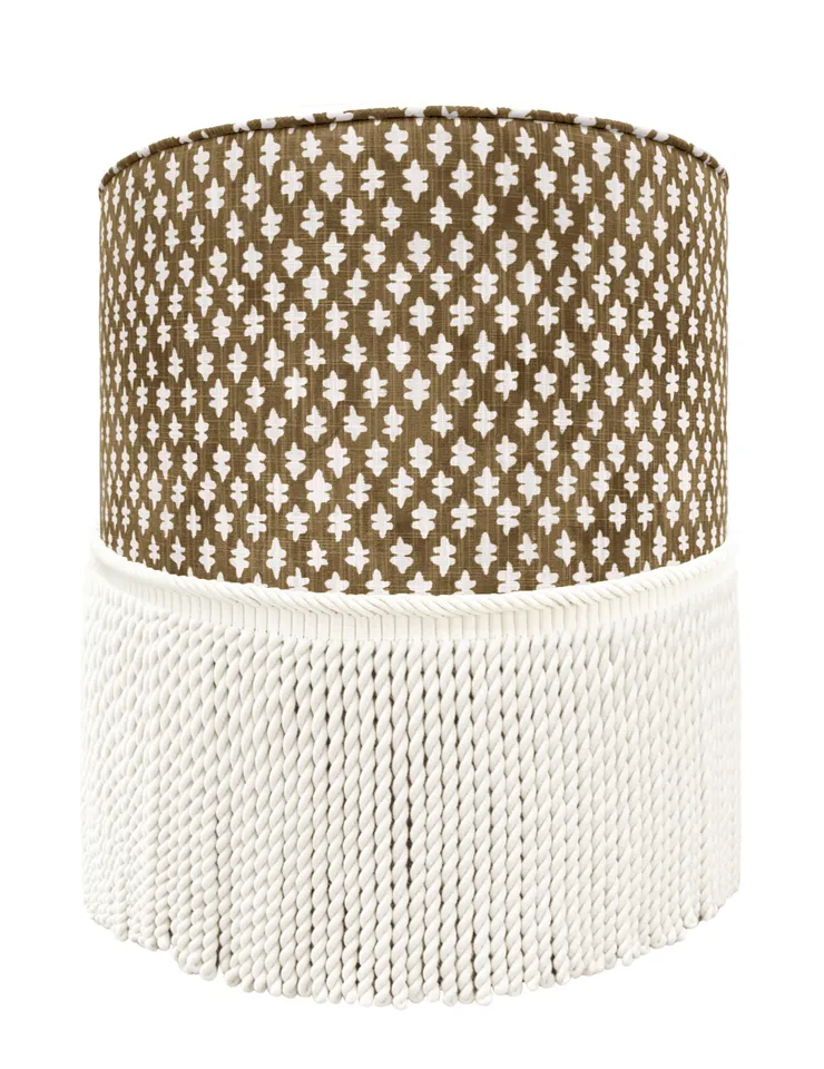 THE TIGHT ROUND OTTOMAN :: TILLY PRINT // UMBER - 17" Diameter X 19" Height Without Bullion