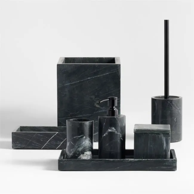 Bleeker Black Marble Bath Collection, Set of 7