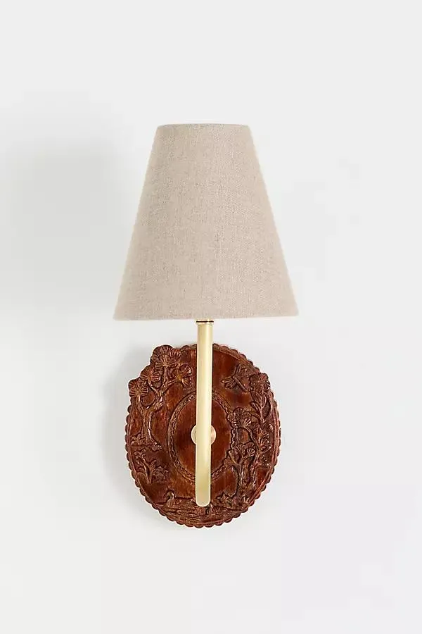 Bernadette Carved Wood Sconce
