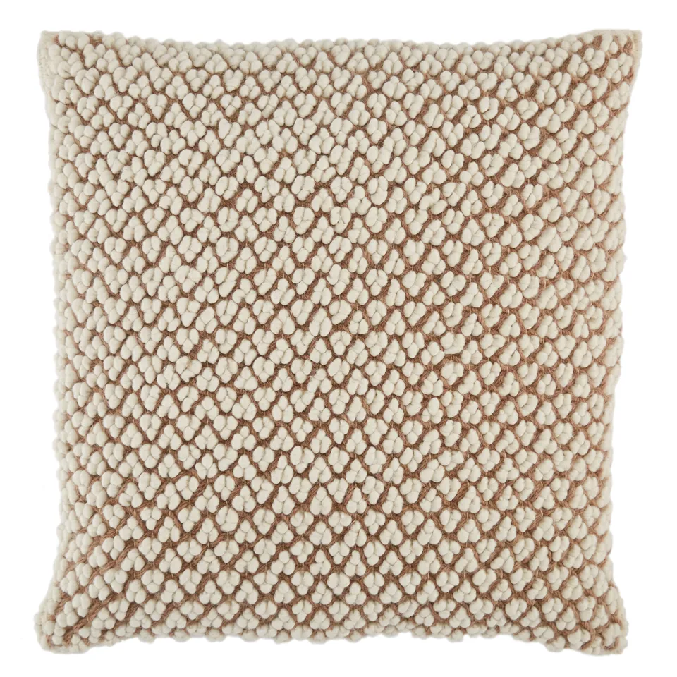Madur AGO02 Handmade Solid Tan And Cream Down Alternative Filled Pillow (22")