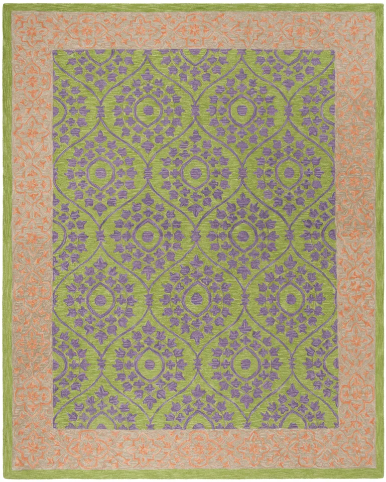 Arlo Home Hand Hooked Area Rug, SZN102A, Green/Violet,  8' X 10'