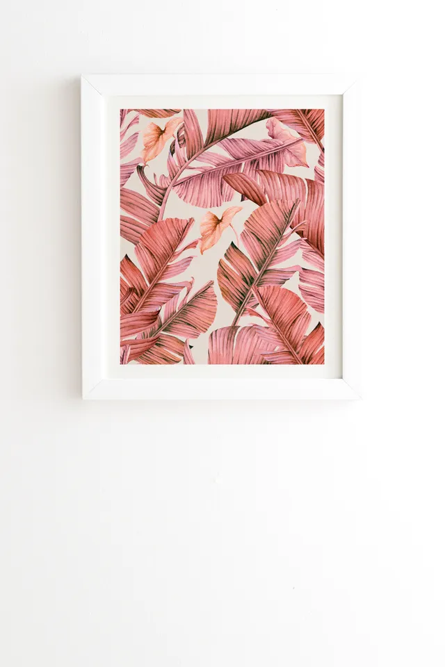 Jungle Paradise Pink by Marta Barragan Camarasa - Framed Wall Art Basic White 12" x 12"