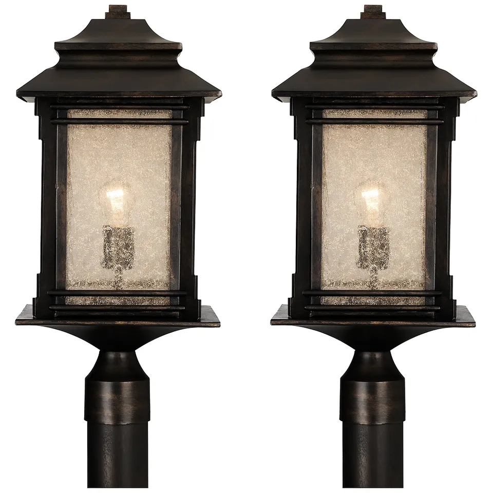 Franklin Iron Works Hickory Point 21 1/2" Outdoor Post Lights Set of 2