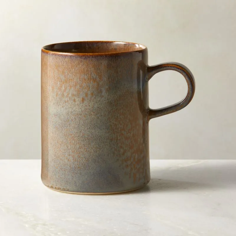 Prado Tan Coffee Mugs with Reactive Glaze 12oz Set of 6
