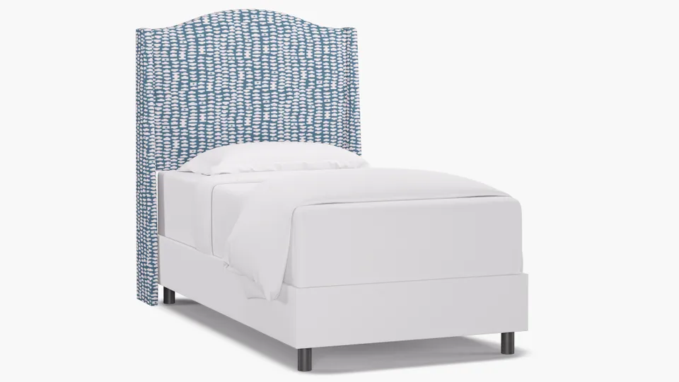 Classic Wingback Headboard, Dusty Blue Odalisque, Twin