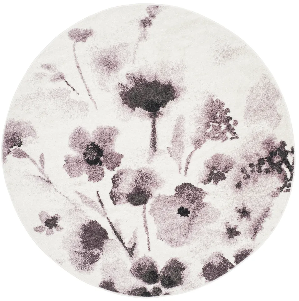 Arlo Home Woven Area Rug, ADR127L, Ivory/Purple,  6' X 6' Round