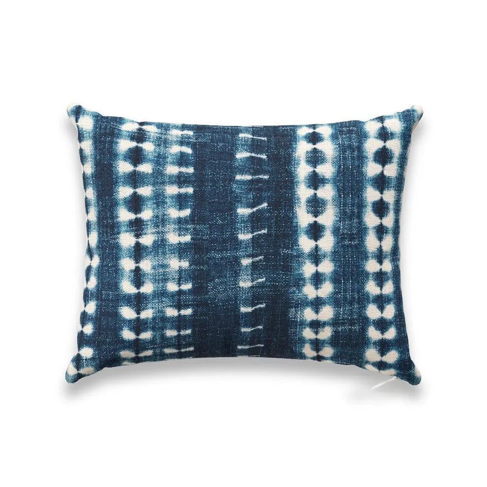 Dark Vines Indigo Outdoor Pillow by St. Frank | Blue | 16" W x 12" H | Polyester