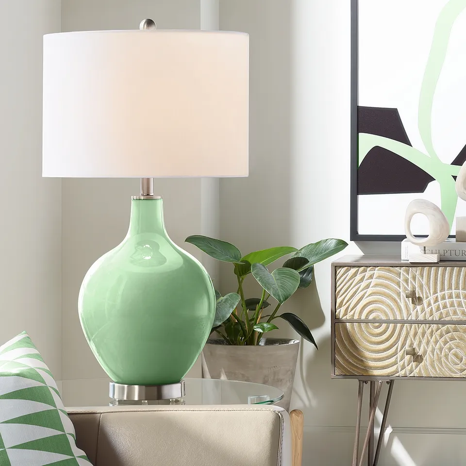 Color Plus Ovo 28 1/2" Modern Glass Flower Stem Green Table Lamp