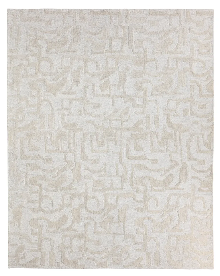 Amine KAF03 Tufted Abstract Ivory/Tan Area Rug (12'X15')