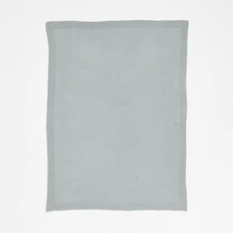 Pointelle Knit Mist Blue Baby Stroller Blanket