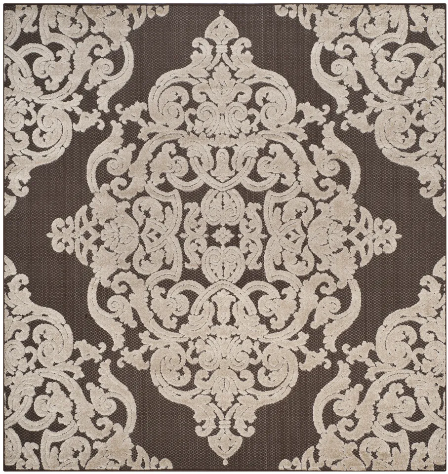 Arlo Home Indoor/Outdoor Woven Area Rug, MNR152D, Brown,  6' 7" X 6' 7" Square