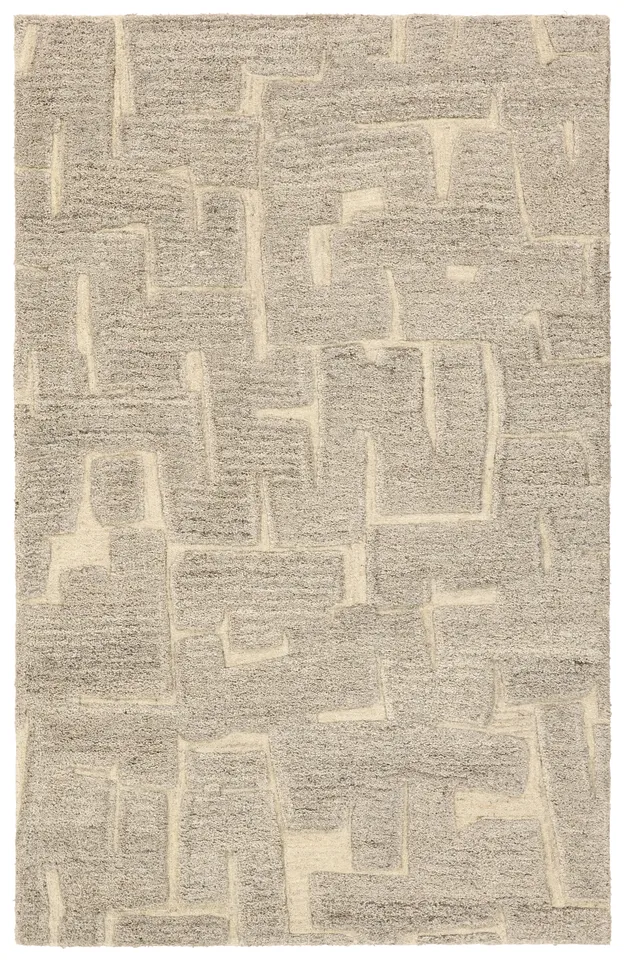 Label J Whimsy RYN05 Handmade Geometric Taupe and Cream Area Rug (6'X9')