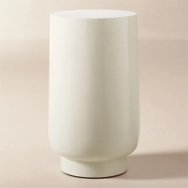 Hawk Warm White Enamel Drink Table