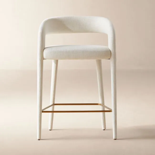 Lisette White Performance Fabric Counter Stool