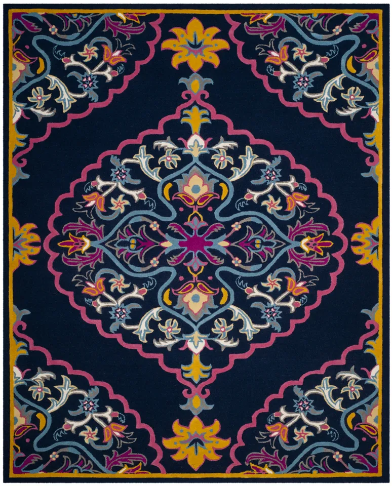 Arlo Home Hand Tufted Area Rug, BLG605C, Navy Blue/Multi,  8' X 10'