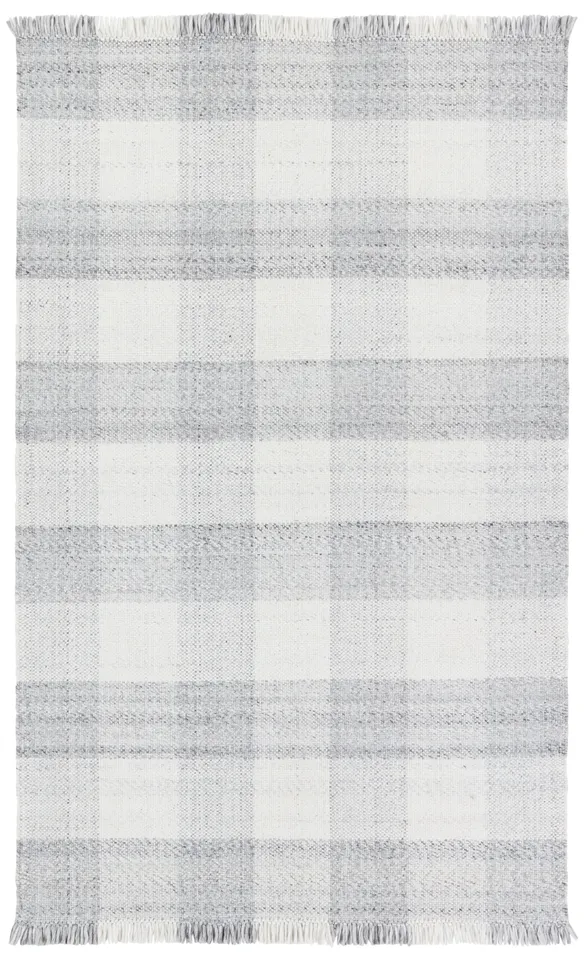Truce Handmade Indoor/Outdoor Striped Gray/ Ivory Area Rug (4'X6')