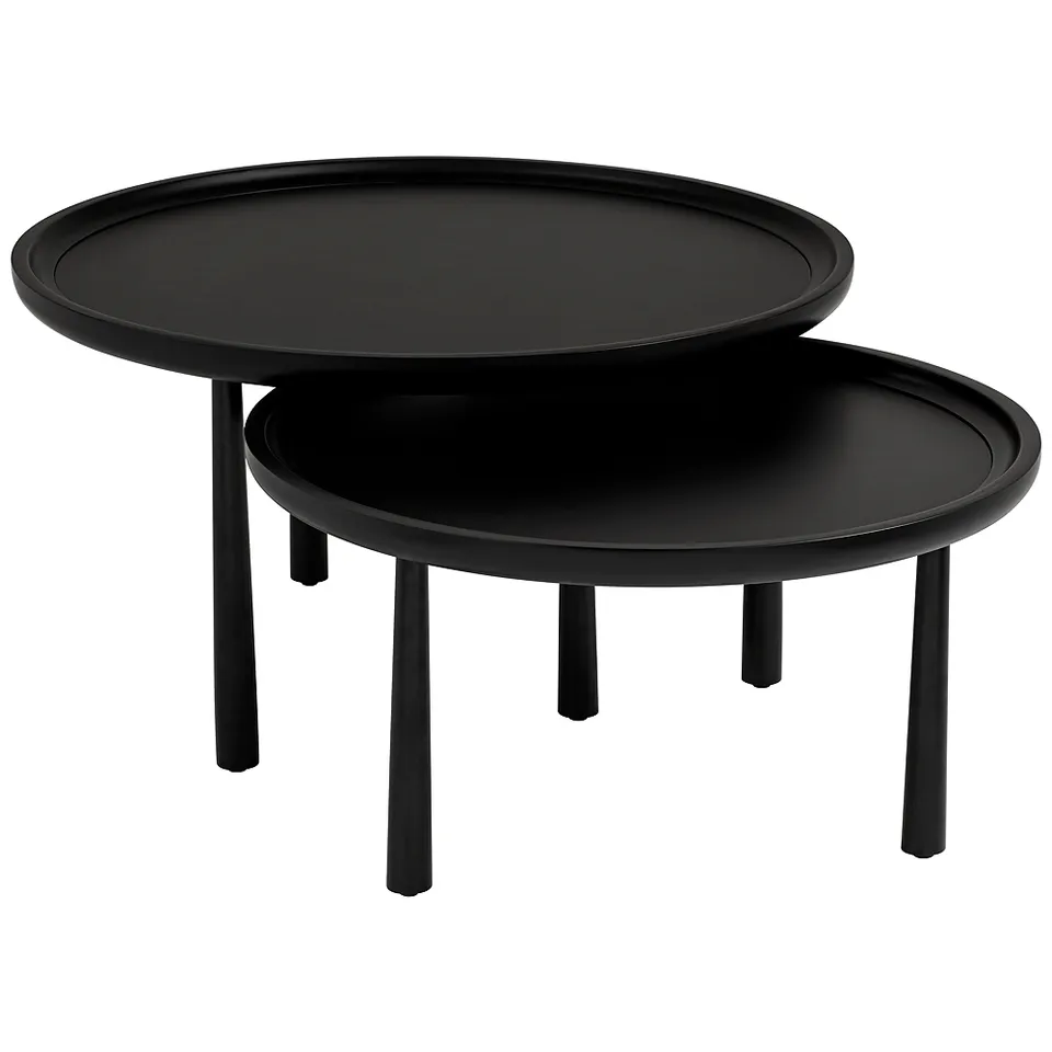 Sonia Matte Black Round Nesting Coffee Tables Set of 2