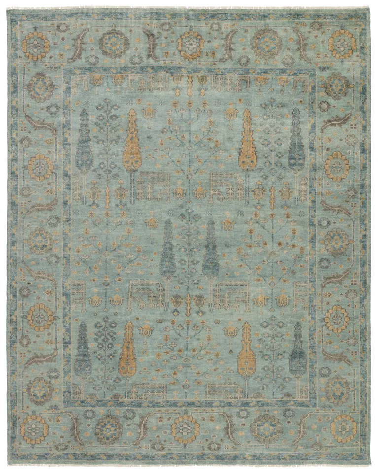 Rehema Handknotted Floral Blue/Gray Area Rug (10'X14')