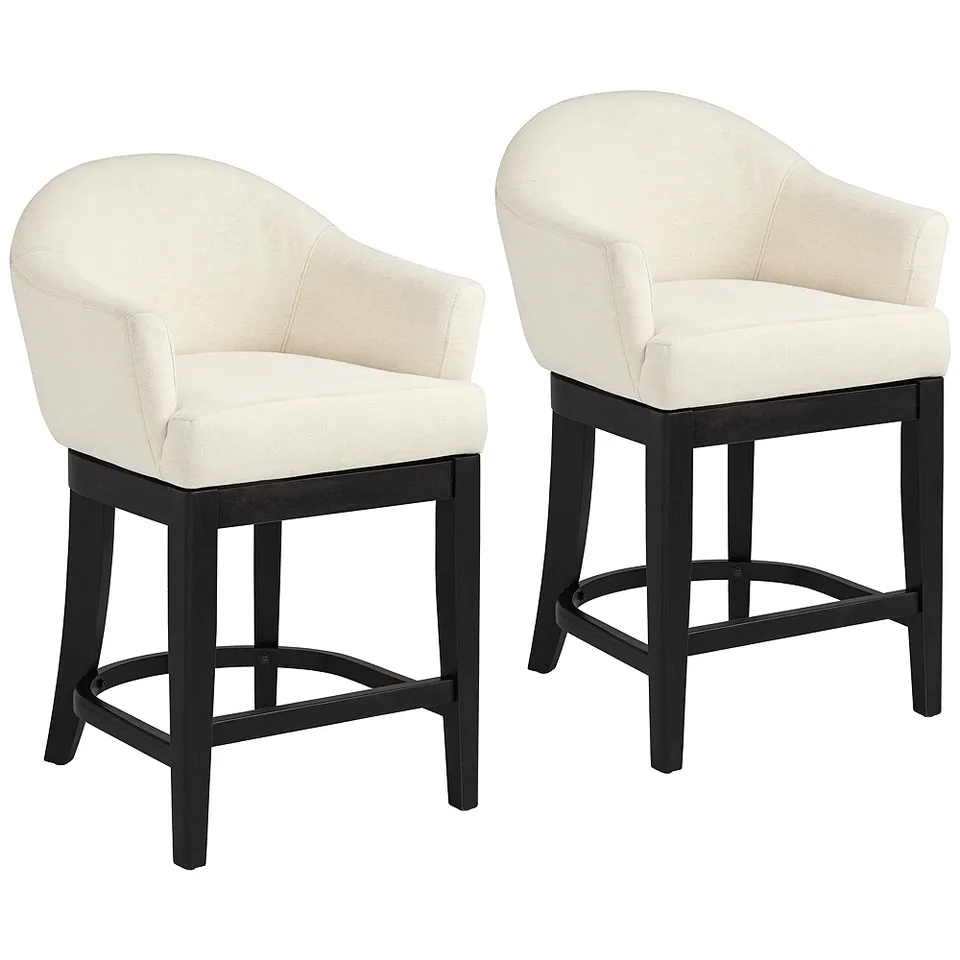 Possini Euro Manfredi 25 3/4"H Ivory Swivel Counter Stool Set of 2