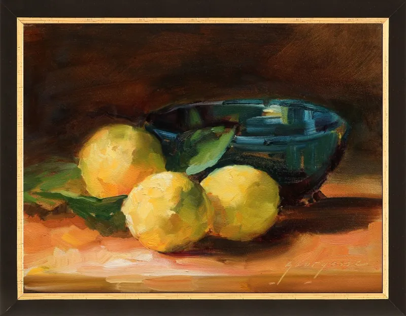 Lemons and Blue Bowl by Georgesse Gomez for Artfully Walls
